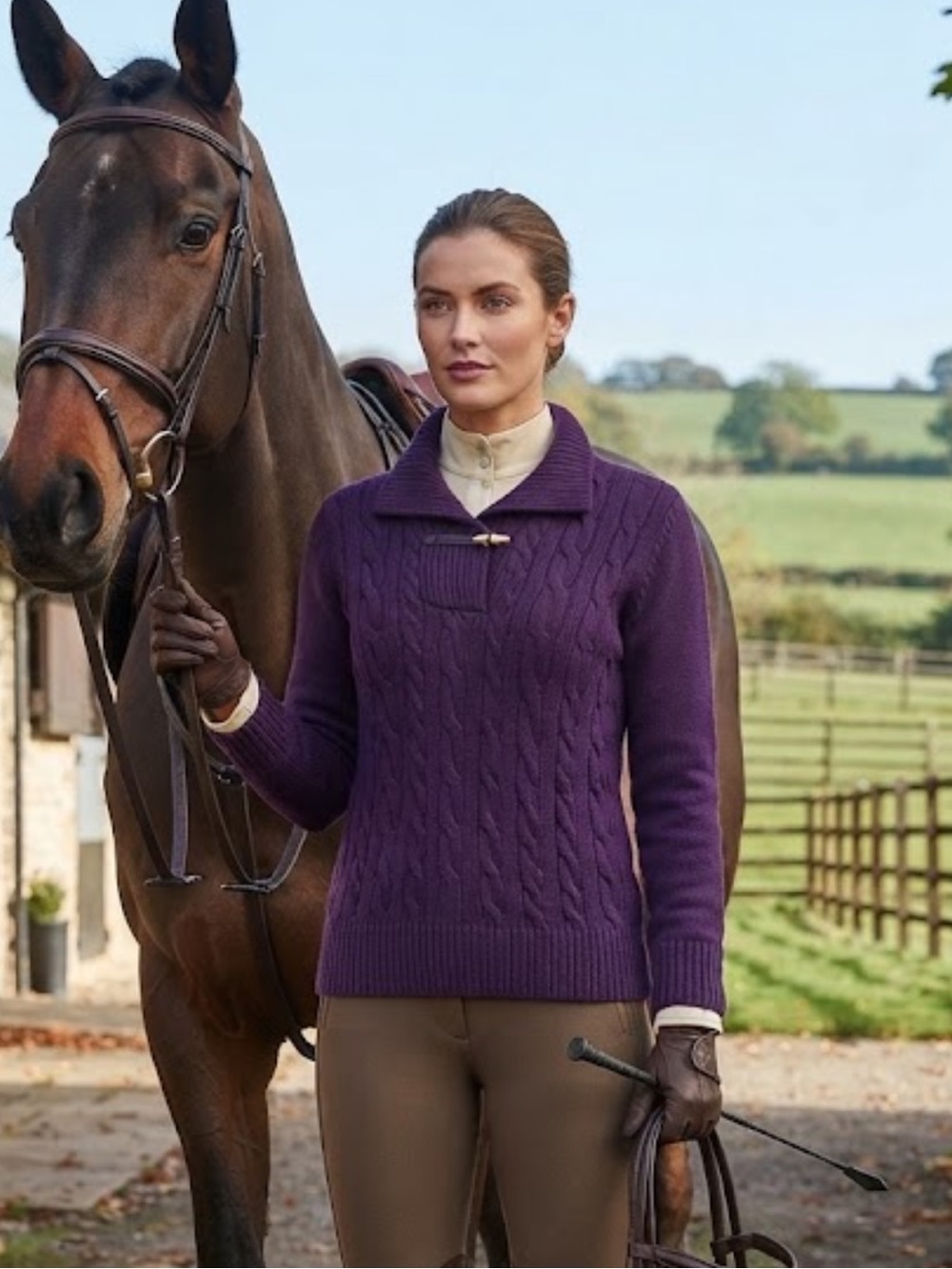 Ralph Lauren deep purple cotton cable sweater